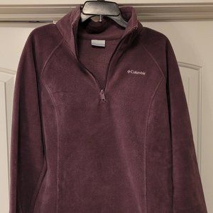 LIKE NEW WOMEN'S COLUMBIA QUARTER ZIP FLEECE PULLOVER SWEATSHIRT, LARGE, PURPLE